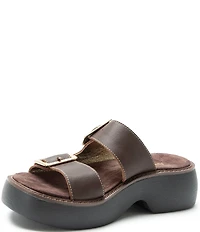 Alegria Iza Leather Buckle Hardware Hook-and-Loop Platform Slide Sandals