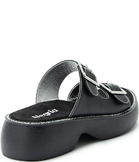 Alegria Iza Leather Buckle Hardware Hook-and-Loop Platform Slide Sandals