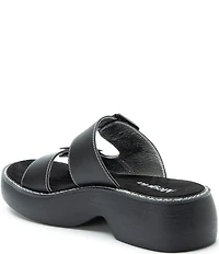Alegria Iza Leather Buckle Hardware Hook-and-Loop Platform Slide Sandals