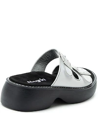 Alegria Iza Leather Buckle Hardware Hook-and-Loop Platform Slide Sandals