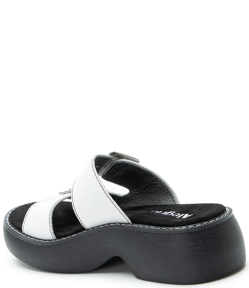 Alegria Iza Leather Buckle Hardware Hook-and-Loop Platform Slide Sandals
