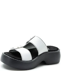 Alegria Iza Leather Buckle Hardware Hook-and-Loop Platform Slide Sandals