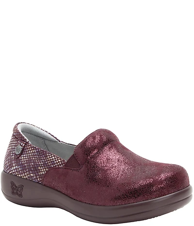 Alegria Keli Glimmer Leather Snake Print Accent Clogs