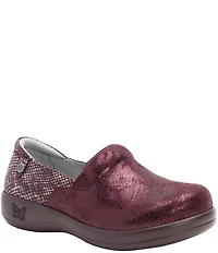 Alegria Keli Glimmer Leather Snake Print Accent Clogs
