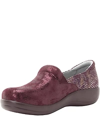 Alegria Keli Glimmer Leather Snake Print Accent Clogs