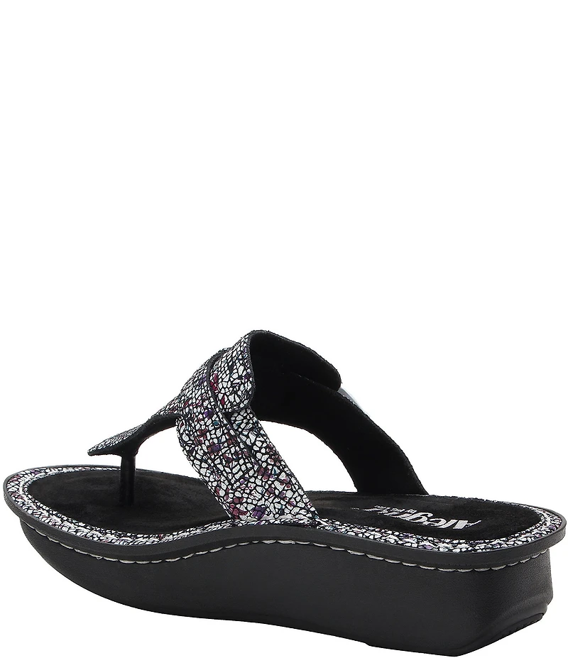 Alegria Kennedi Lizard Print Leather Thong Platform Heel Sandals