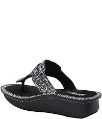 Alegria Kennedi Lizard Print Leather Thong Platform Heel Sandals
