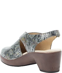 Alegria Maribel Baroque Print Leather Slingback Block Heel Shoes