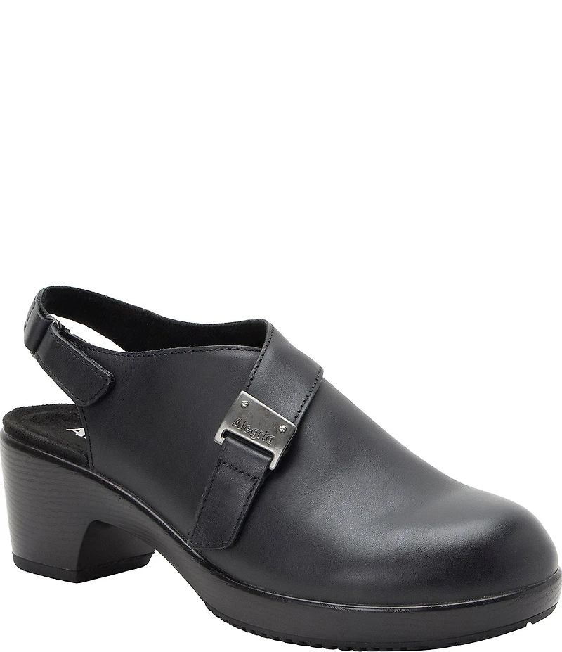 Alegria Maribel Leather Slingback Block Heel Shoes