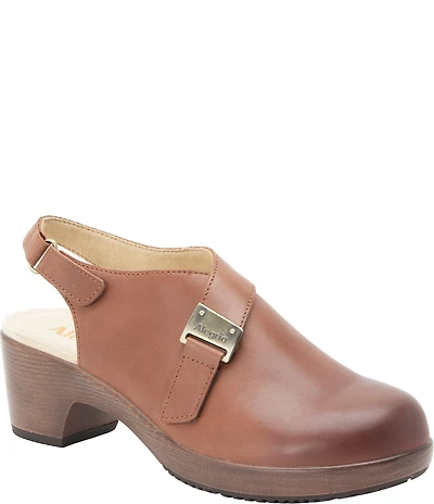 Alegria Maribel Leather Slingback Block Heel Shoes