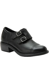 Alegria Mave Leather Double Monk Strap Buckle Hardware Oxford Pumps