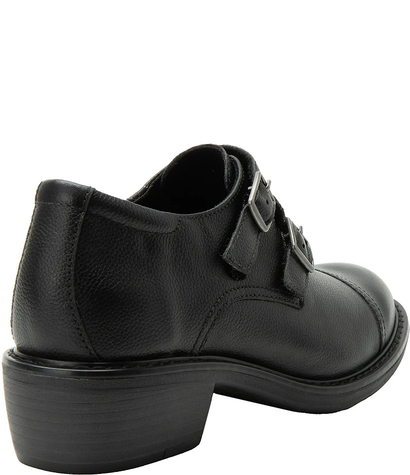 Alegria Mave Leather Double Monk Strap Buckle Hardware Oxford Pumps