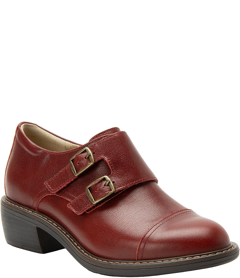 Alegria Mave Leather Double Monk Strap Buckle Hardware Oxford Pumps