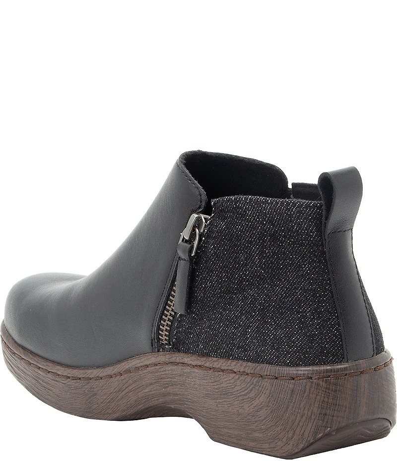 Alegria Oaklee Leather Denim Dual Zip Ankle Booties