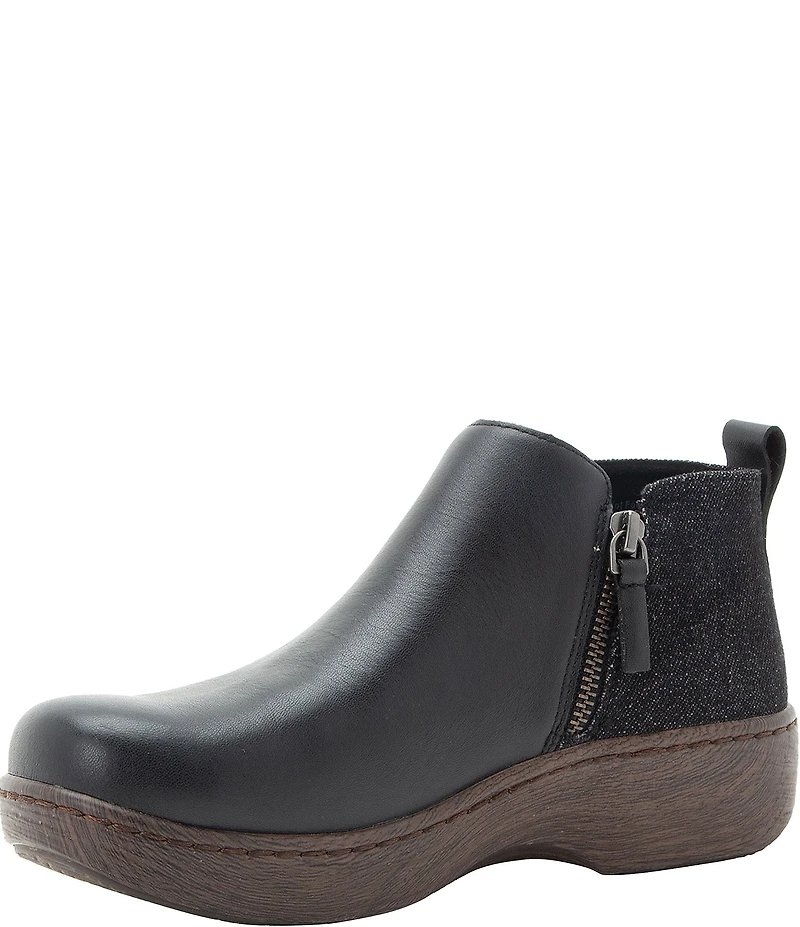 Alegria Oaklee Leather Denim Dual Zip Ankle Booties