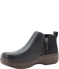 Alegria Oaklee Leather Denim Dual Zip Ankle Booties