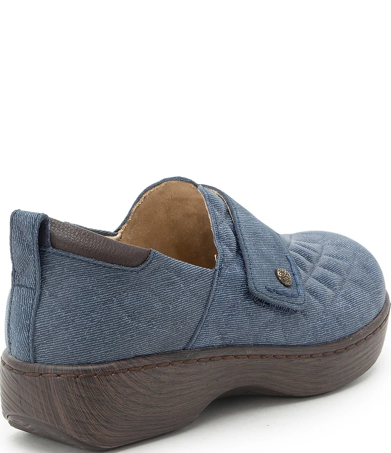 Alegria Oasys Diamond Stitch Denim Print Leather Clogs