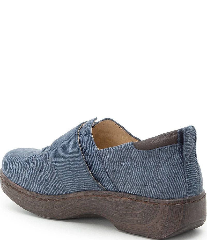 Alegria Oasys Diamond Stitch Denim Print Leather Clogs
