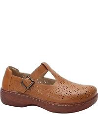 Alegria Odessa Perforated Leather T-Strap Rocker Bottom Clogs