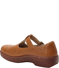 Alegria Odessa Perforated Leather T-Strap Rocker Bottom Clogs