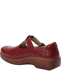 Alegria Odessa Perforated Leather T-Strap Rocker Bottom Clogs