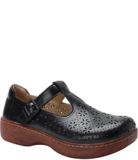 Alegria Odessa Perforated Leather T-Strap Rocker Bottom Clogs