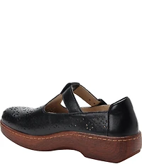 Alegria Odessa Perforated Leather T-Strap Rocker Bottom Clogs