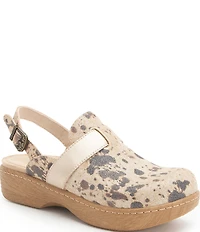 Alegria Olanna Animal Print Leather Slingback Clogs