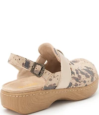 Alegria Olanna Animal Print Leather Slingback Clogs