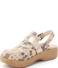 Alegria Olanna Animal Print Leather Slingback Clogs