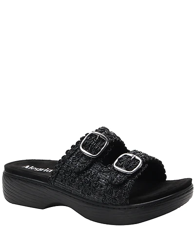 Alegria Oona Soutache Braided Raffia Platform Slide Sandals