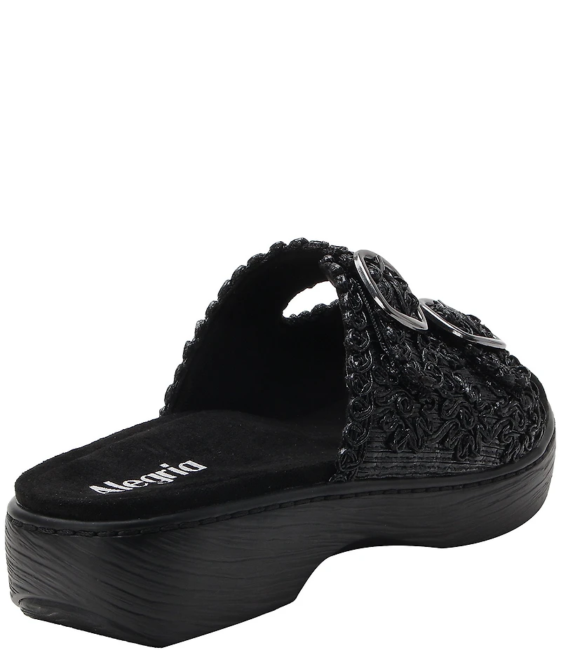 Alegria Oona Soutache Braided Raffia Platform Slide Sandals