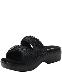 Alegria Oona Soutache Braided Raffia Platform Slide Sandals