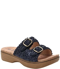 Alegria Oona Soutache Braided Raffia Platform Slide Sandals