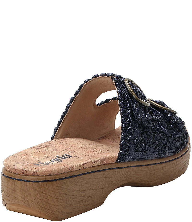 Alegria Oona Soutache Braided Raffia Platform Slide Sandals