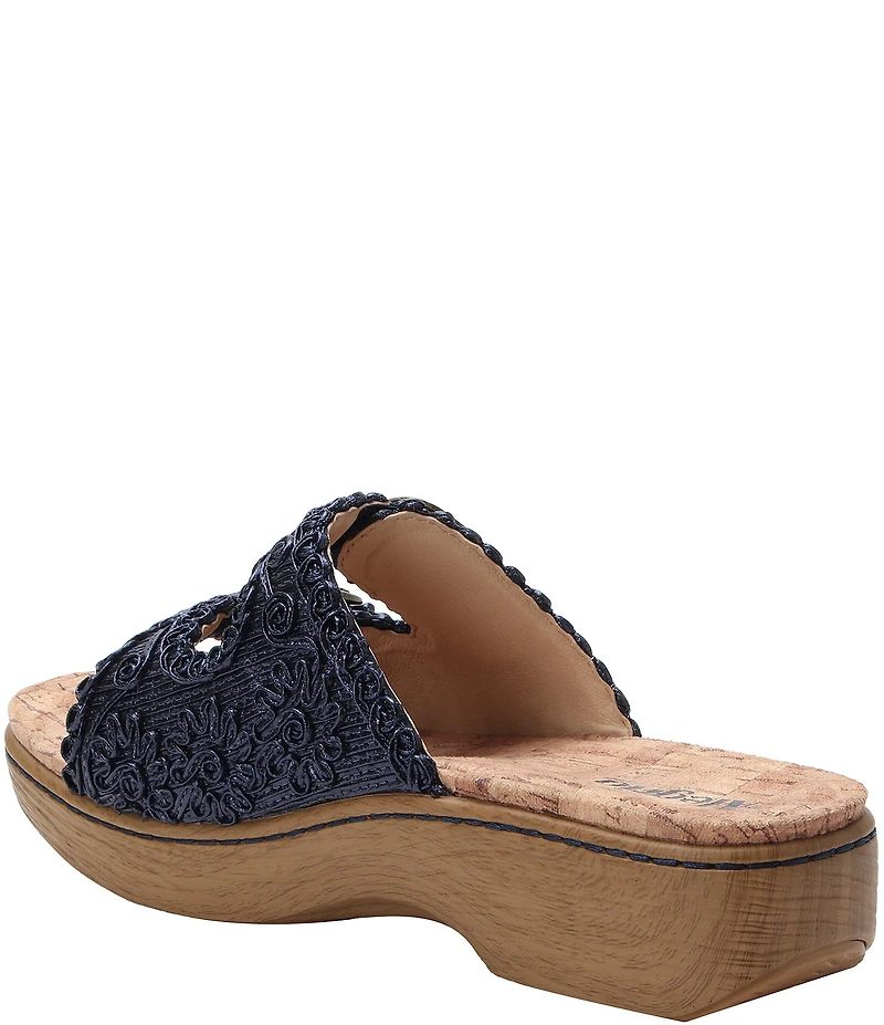 Alegria Oona Soutache Braided Raffia Platform Slide Sandals