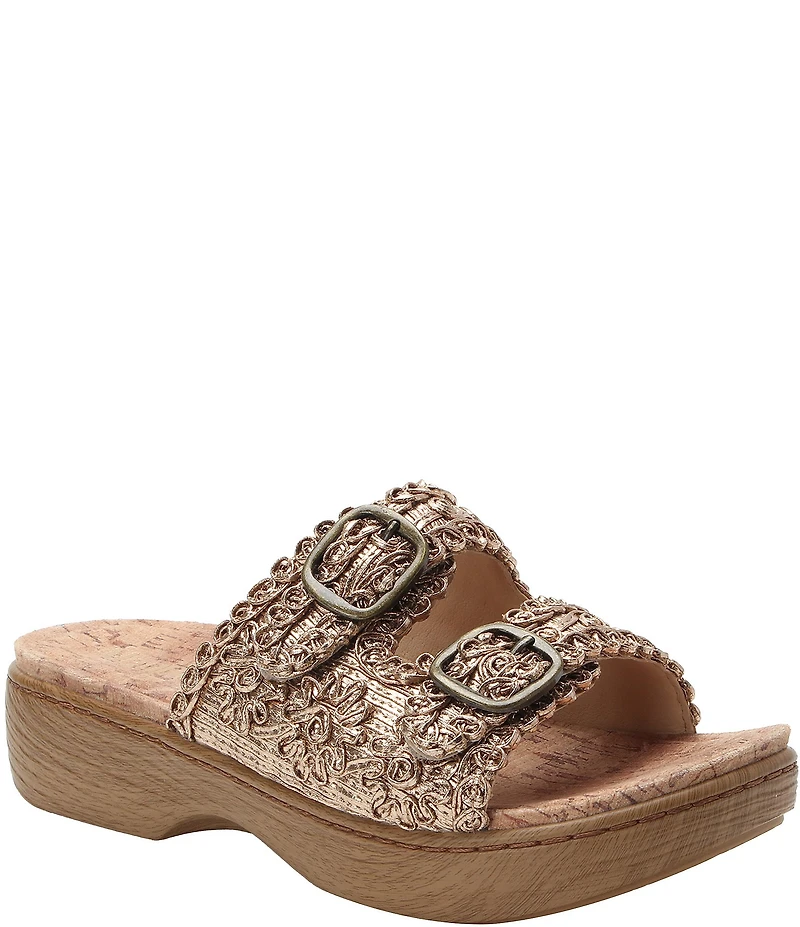 Alegria Oona Soutache Braided Raffia Platform Slide Sandals