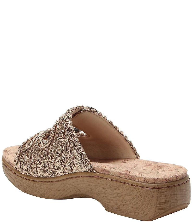 Alegria Oona Soutache Braided Raffia Platform Slide Sandals
