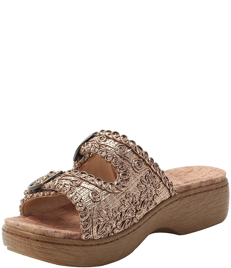 Alegria Oona Soutache Braided Raffia Platform Slide Sandals