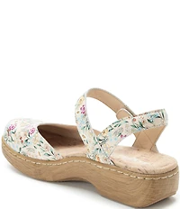 Alegria Opal Floral Print Leather Ankle Strap Clogs