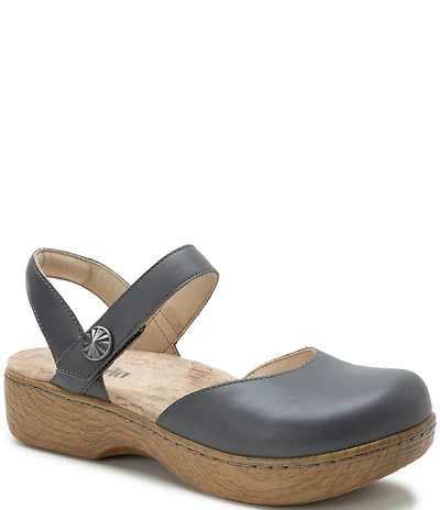 Alegria Opal Leather Ankle Strap Clogs