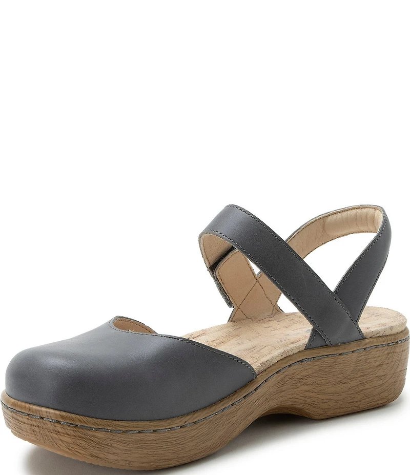 Alegria Opal Leather Ankle Strap Clogs