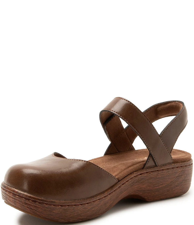 Alegria Opal Leather Ankle Strap Clogs