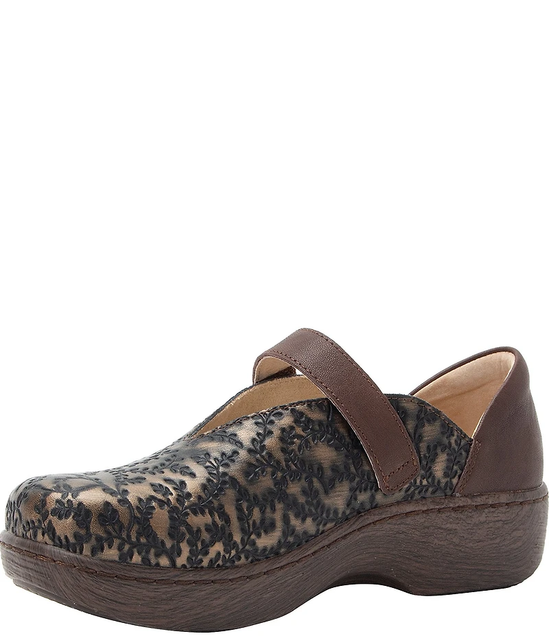 Alegria Opheliah Ivy Textured Metallic Leather Mary Jane Clogs