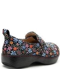 Alegria Orygin Floral Print Leather Slip On Platform Clogs