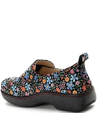Alegria Orygin Floral Print Leather Slip On Platform Clogs