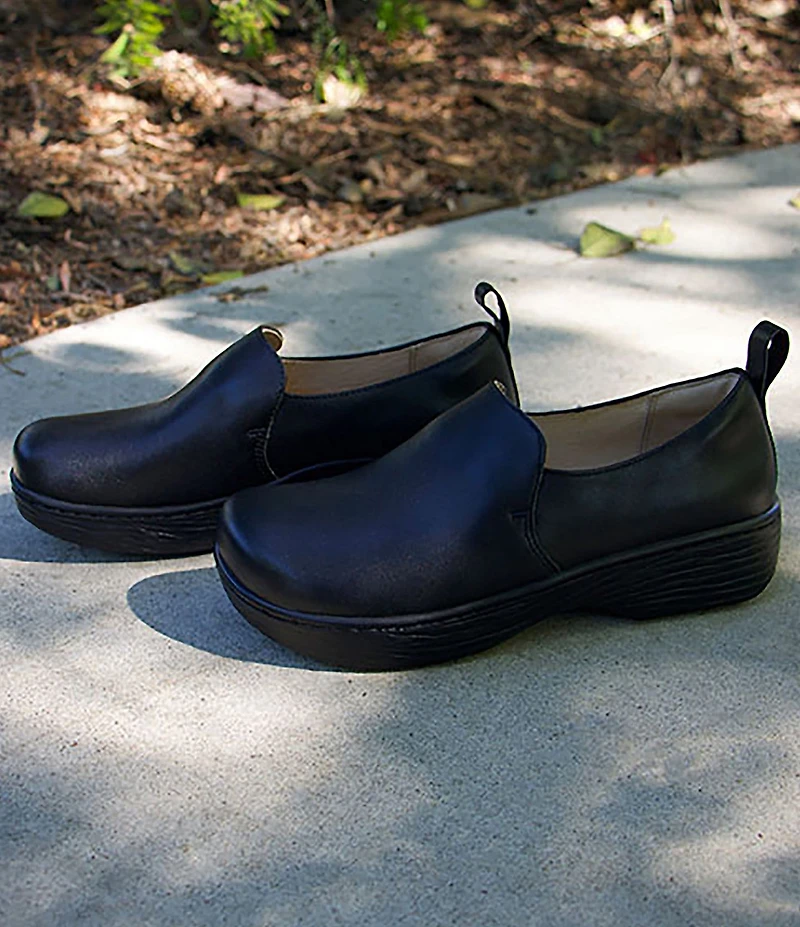Alegria Orygin Leather Slip On Platform Clogs
