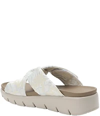 Alegria Rylie Satin Brocade Knotted Platform Slide Sandals