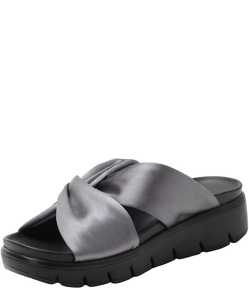 Alegria Rylie Satin Knotted Platform Slide Sandals