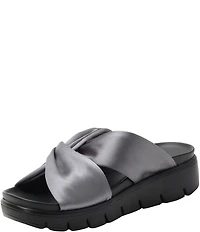 Alegria Rylie Satin Knotted Platform Slide Sandals